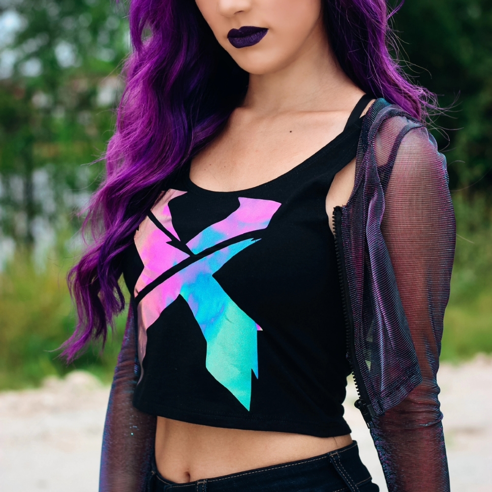 iHeartRaves Mesh Crop Hoodie